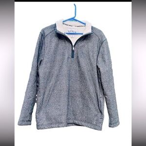 ORVIS Grayish Black Tweed Half Zip Pullover With Sherpa Fleece Lining Men’s Med